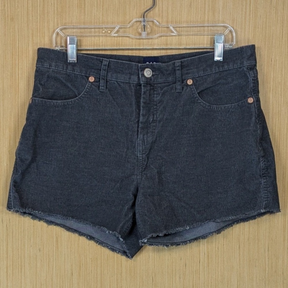 Gap Womens Gray Corduroy Raw Hem Cut Off Shorts 10 Dark Wash Boho Grunge Retro